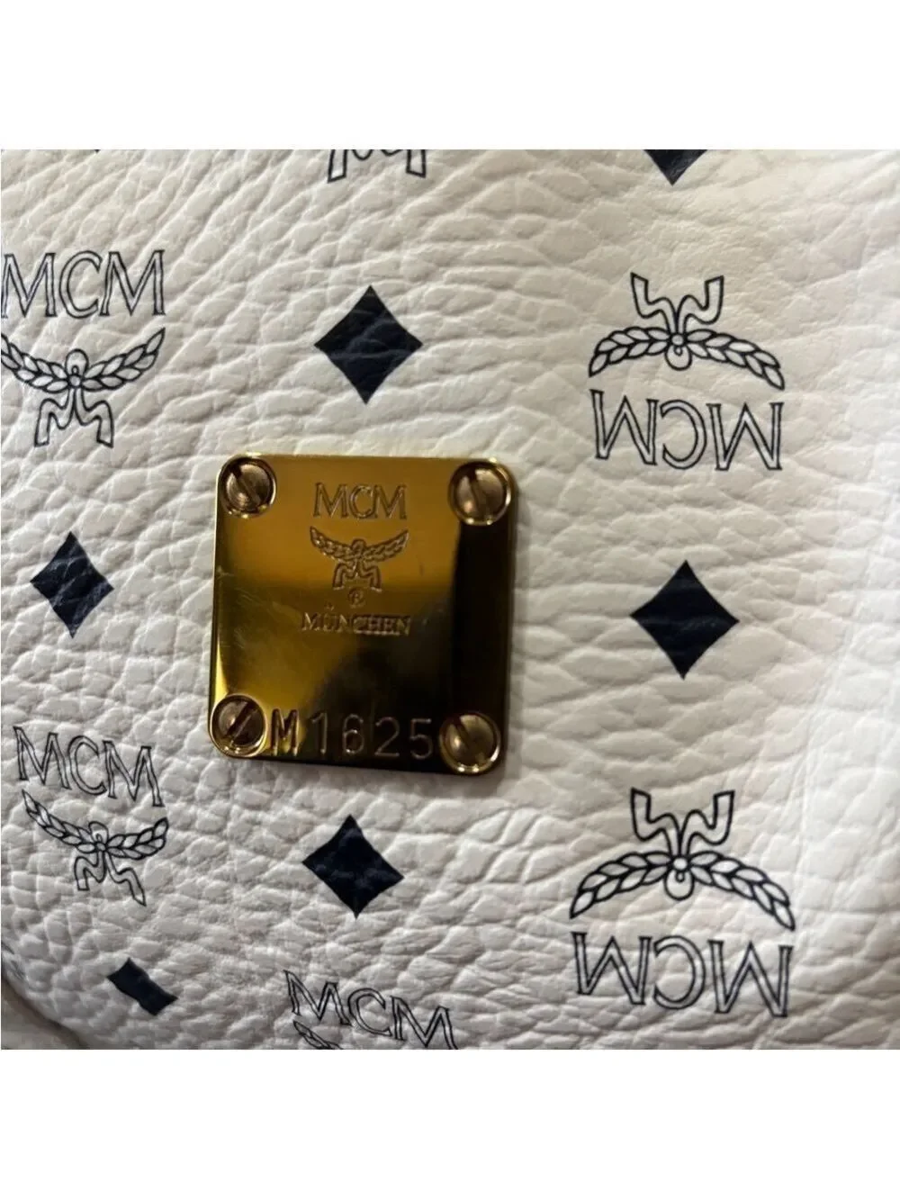 MCM Visetos Monogram Boston Bag / Satchel - White & Black